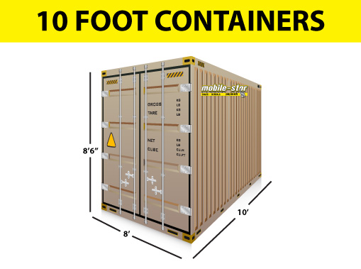 10 foot container dimensions — 8 ft wide, 10 ft long, 8 ft 6 in tall