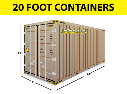 20 foot container dimensions — 8 ft wide, 20 ft long, 8 ft 6 in tall