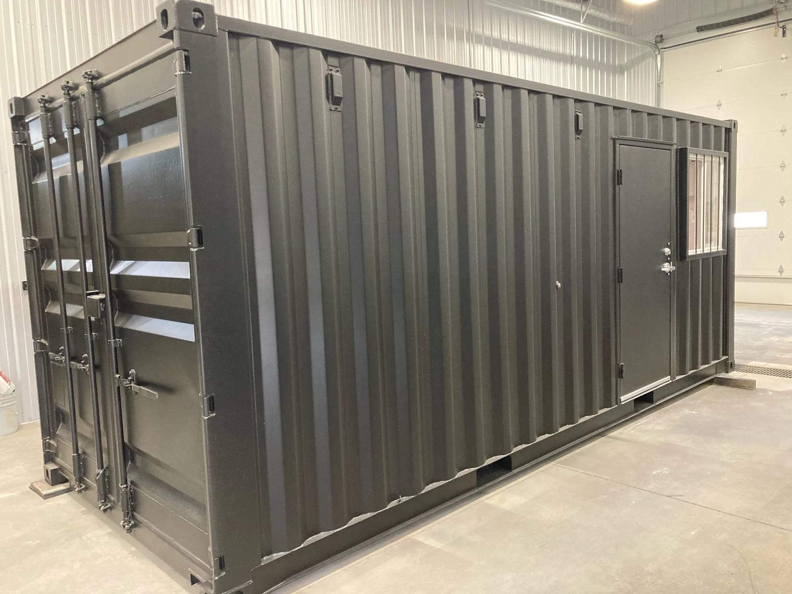 Rear exterior of a custom 20-foot on-ground office