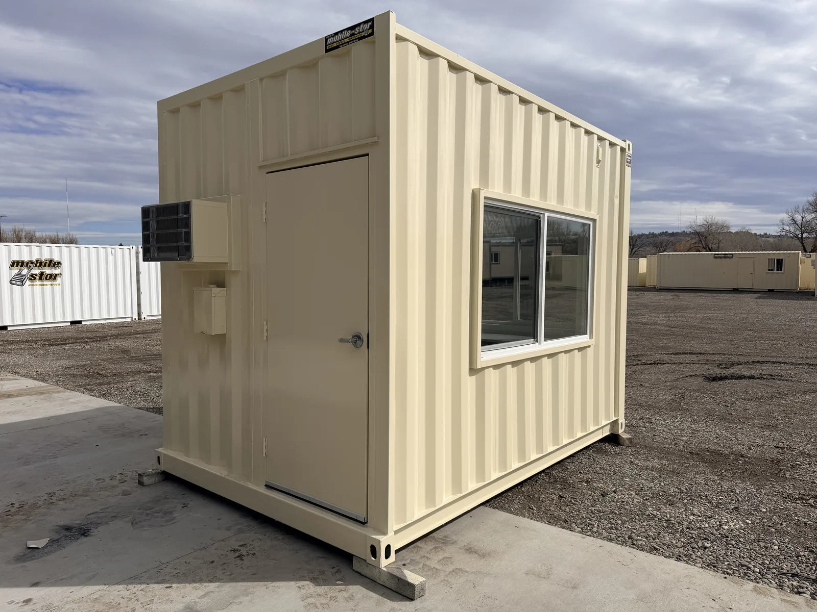 Exterior of a custom 8-by-12-foot gravel pit control office