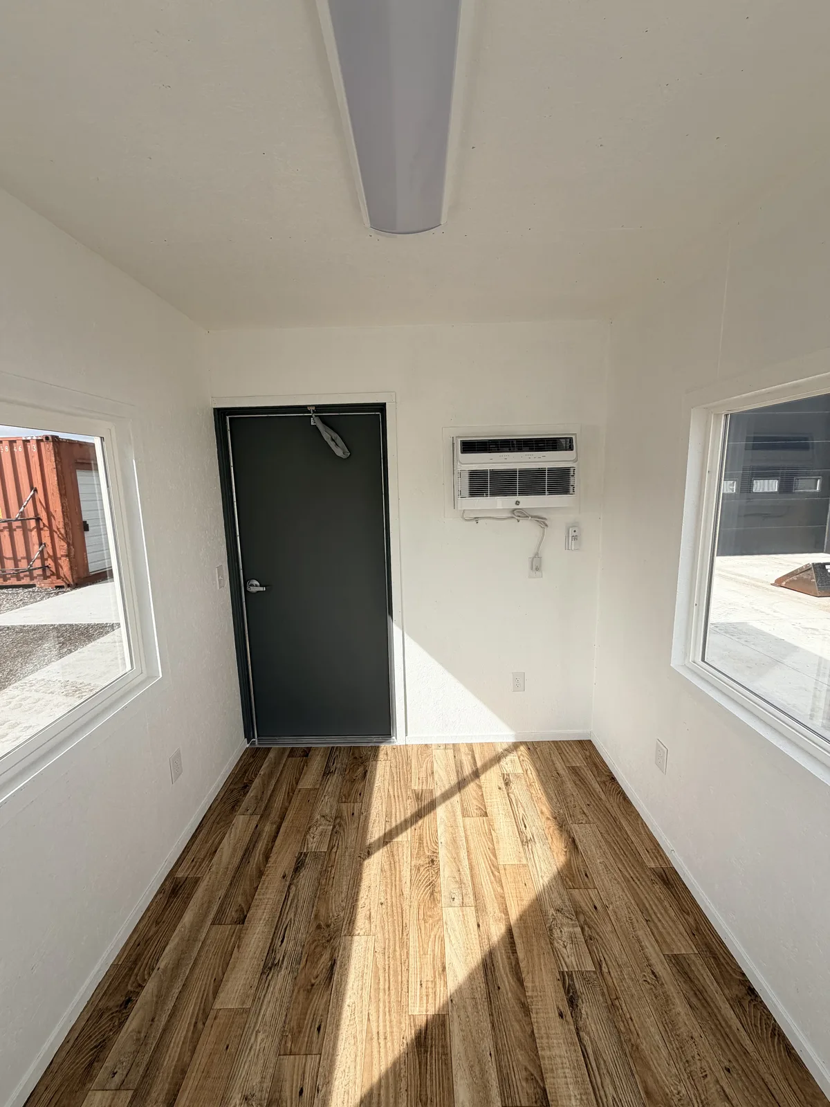 Climate-controlled interior of a gravel pit control office