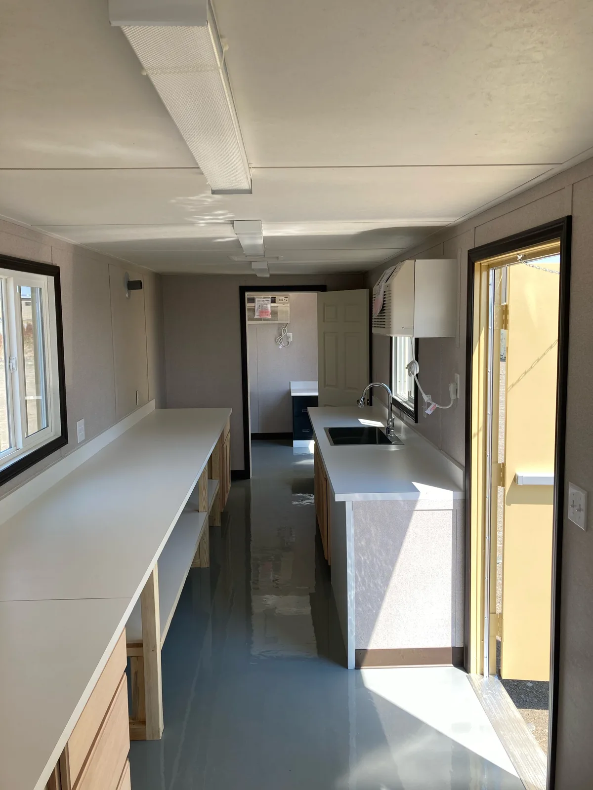 Reverse interior view of a custom highway laboratory