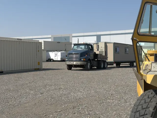 Mobile-Stor truck transporting a mobile office from the Billings yard